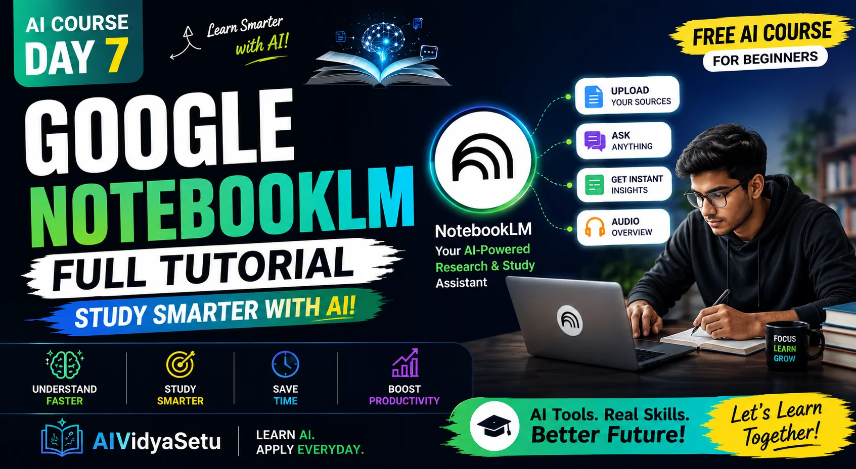 Google NotebookLM Full Tutorial | Study Smarter with AI | AI Course Day 7