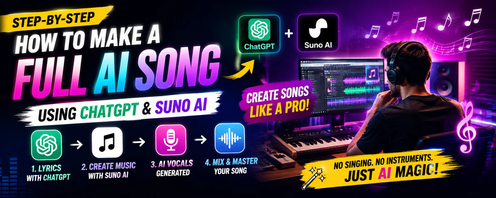 How to Make a Full AI Song Using ChatGPT and Suno AI 