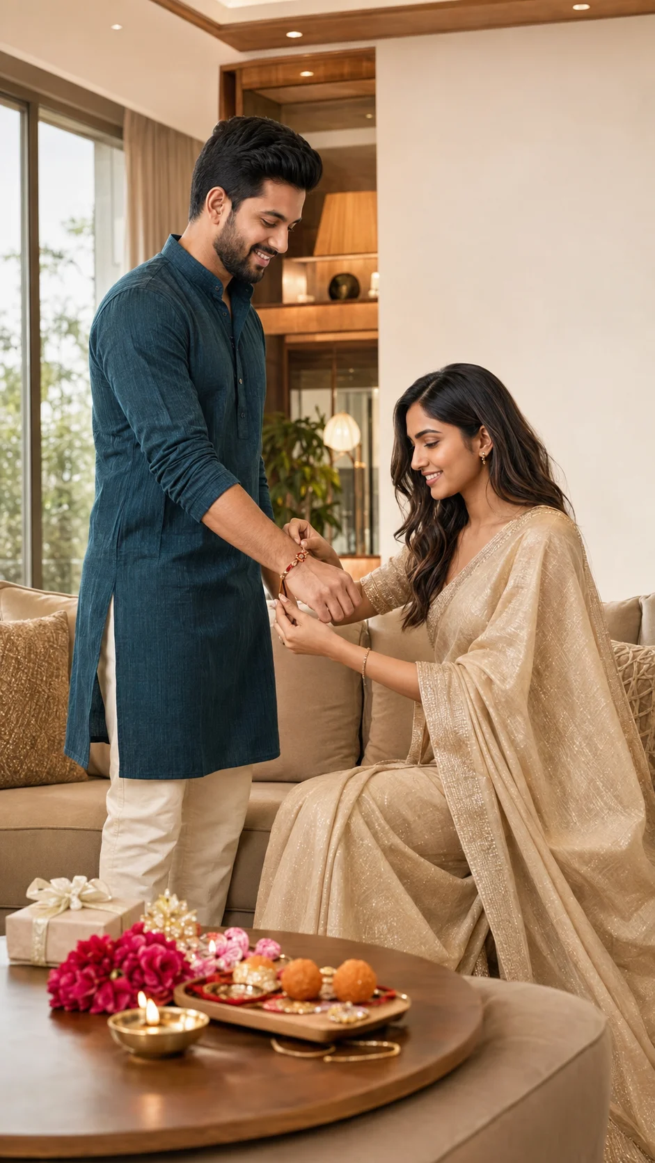 Modern Luxury Raksha Bandhan 2026 Brother Sister AI Prompt