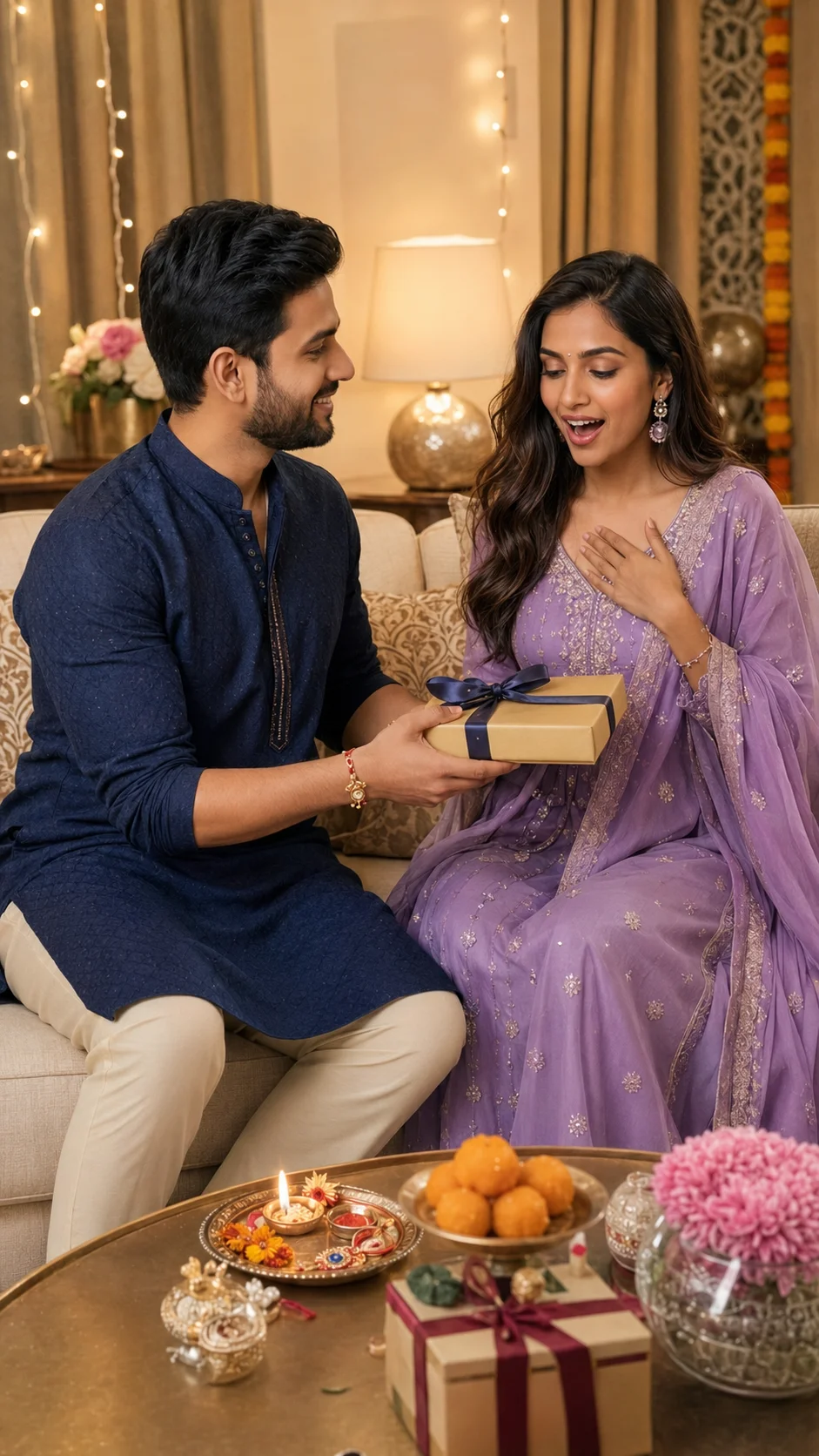 Raksha Bandhan 2026 Brother Sister Gift Exchange AI Photo