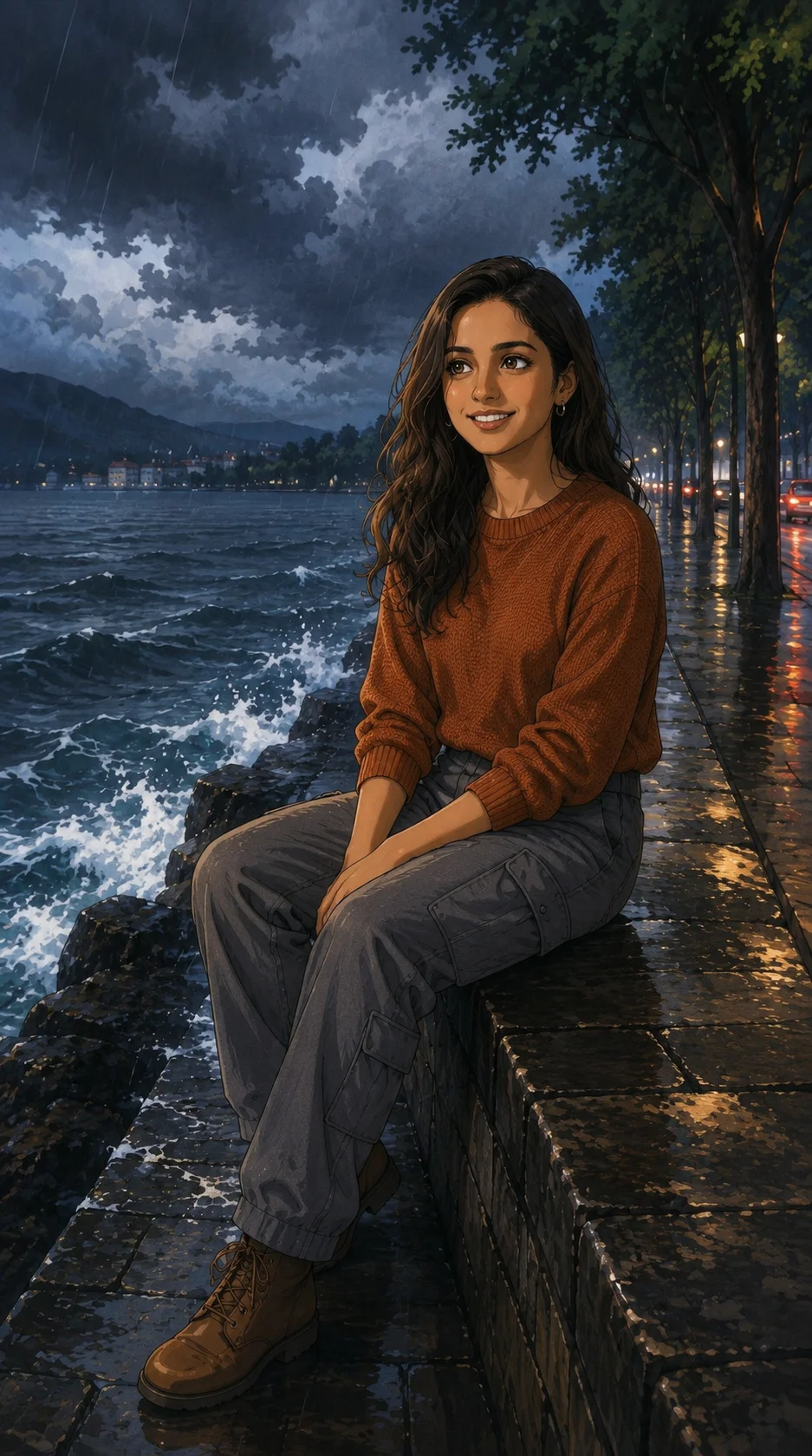 Stormy Lakeside Studio Ghibli Portrait AI Prompt