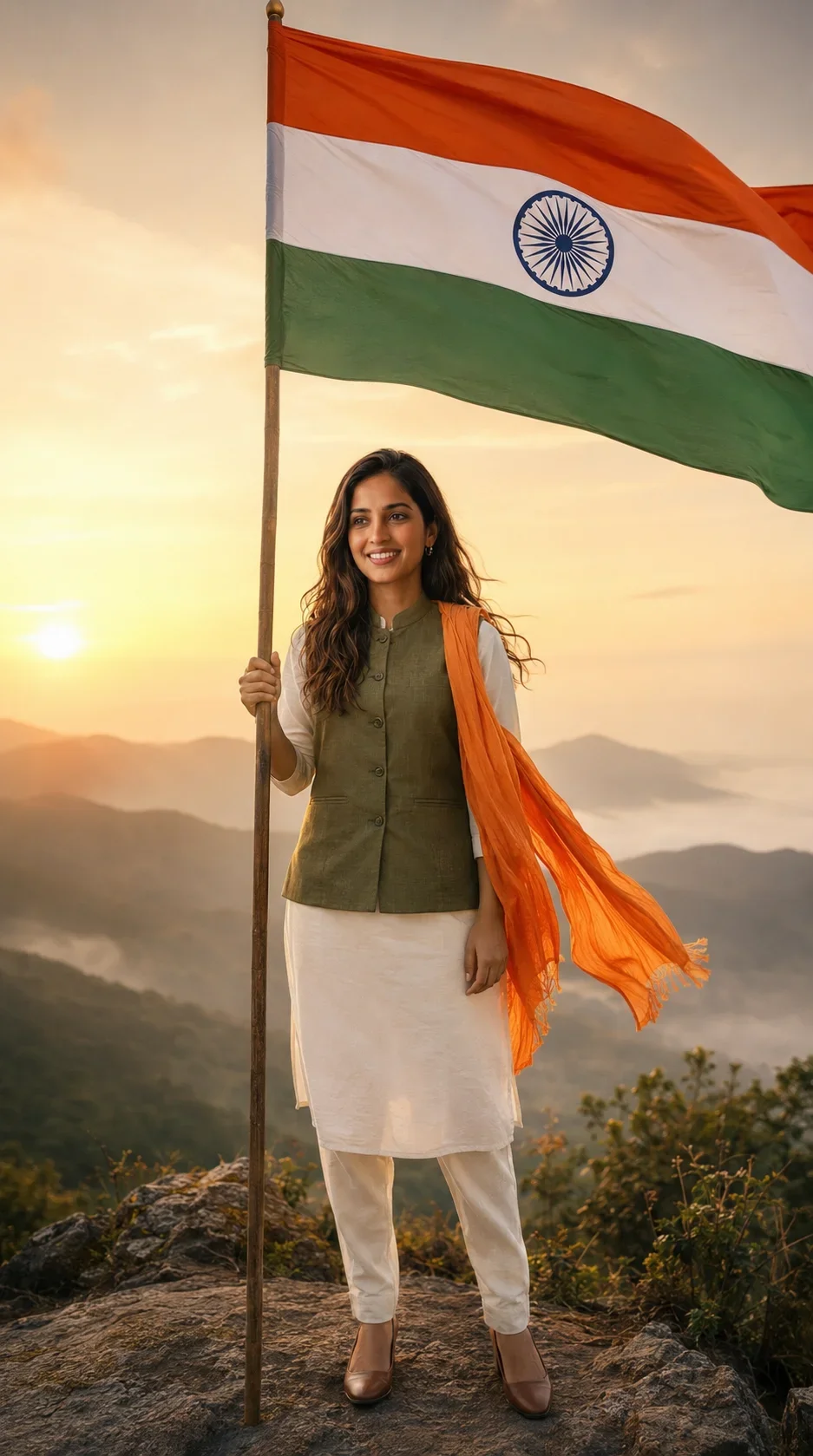 Indian Flag Holding Portrait
