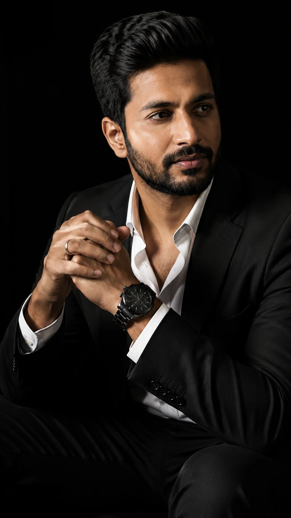 Chiaroscuro Portrait Luxury Black Suit & Watch