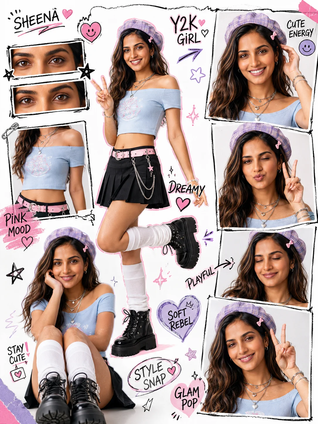 Y2K Kawaii Street Fashion Collage